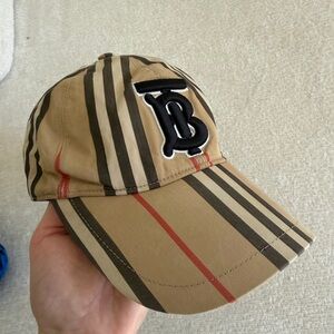 Burberry Tan and Black Striped Kids Hat